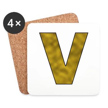 Letter V Gold - Coasters (set of 4) - white - Front