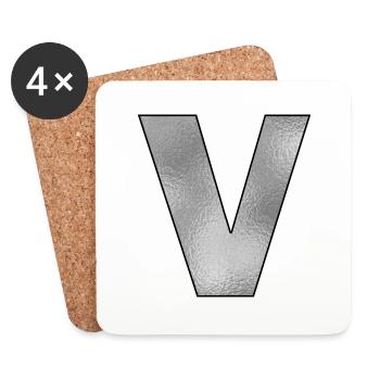 Buchstabe V Silber - Untersetzer (4er-Set) - Weiß - Vorne