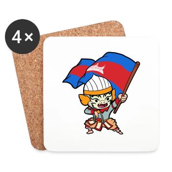 Kambodscha Tempel Khmer Vintage Flagge I Geschenk - Untersetzer (4er-Set) - Weiß - Vorne