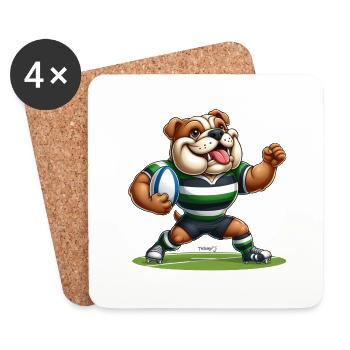 Rugby Bulldog - Coasters (set of 4) - white - Front