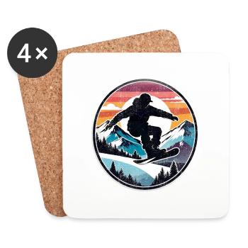 snowboard neige et ski - Dessous de verre (lot de 4) - blanc - Devant