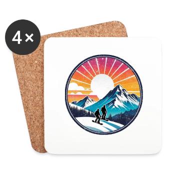 snowboard neige et ski - Dessous de verre (lot de 4) - blanc - Devant