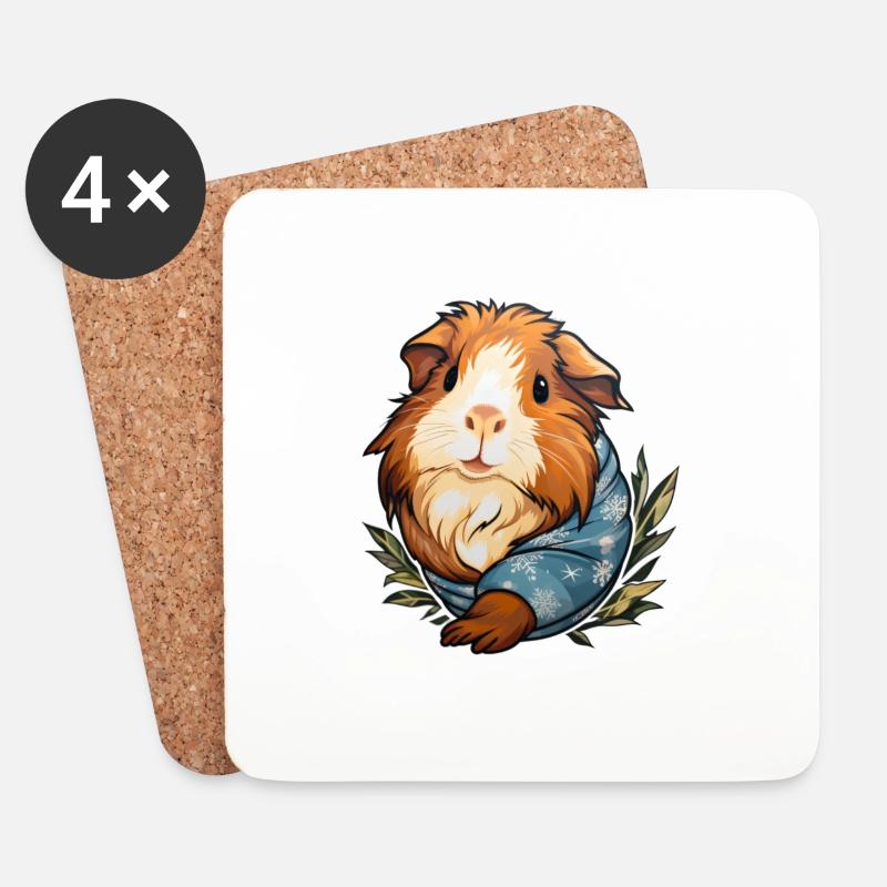 Meerschweinchen mit Schneeanzug - Untersetzer (4er-Set) - Weiß