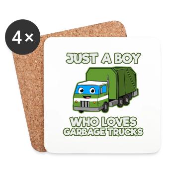 Müllwagen Liebe Müllabfuhr Kind Junge I Geschenk - Untersetzer (4er-Set) - Weiß - Vorne