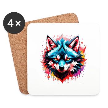 Wolf Tattoo - Coasters (set of 4) - white - Front