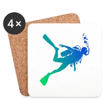 Scuba Diver Plongeur Homme Plongeur Femme - Dessous de verre (lot de 4) - blanc - Devant