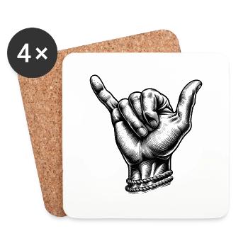 Détendez-vous la main du surfeur - Dessous de verre (lot de 4) - blanc - Devant