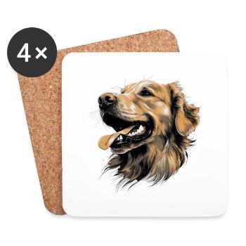 Couverture joyeuse du chien Golden Retriever - Dessous de verre (lot de 4) - blanc - Devant