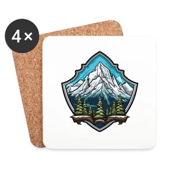 Berge Natur Wappen - Untersetzer (4er-Set) - Weiß - Vorne