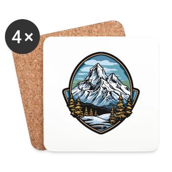 Berge Symbol Wappen Winter - Untersetzer (4er-Set) - Weiß - Vorne