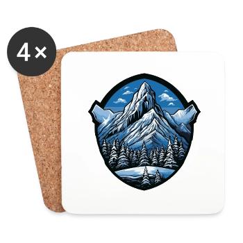 Symbole : Montagnes, Armoiries - Dessous de verre (lot de 4) - blanc - Devant