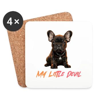 Bouledogue Français Chiens Chiot Diable - Dessous de verre (lot de 4) - blanc - Devant