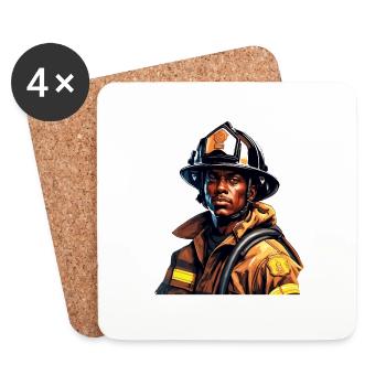 Pompier/Incendie/Incendie/Extinction/Héros - Dessous de verre (lot de 4) - blanc - Devant