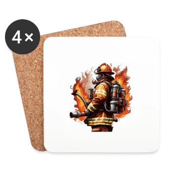 Pompier/Incendie/Incendie/Extinction/Héros - Dessous de verre (lot de 4) - blanc - Devant