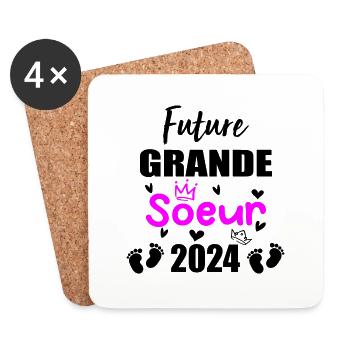 Future Grande Soeur 2024 bientôt Grande Soeur - Dessous de verre (lot de 4) - blanc - Devant