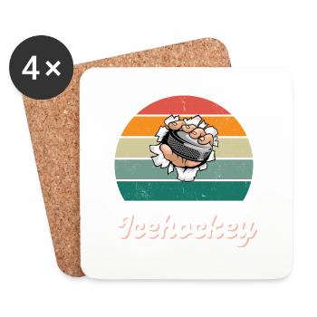 Légende du hockey rétro - Dessous de verre (lot de 4) - blanc - Devant