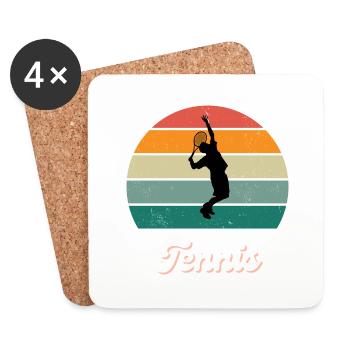 Légende du tennis rétro - Dessous de verre (lot de 4) - blanc - Devant