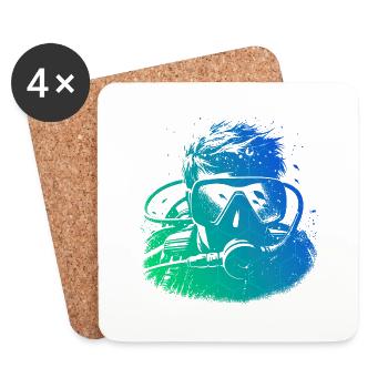Men's Free Dive Diving Diver Scuba Diver - Coasters (set of 4) - white - Front