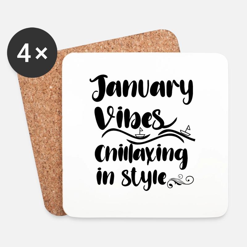 Januar-Vibes mit Stil chillen - Untersetzer (4er-Set) - Weiß