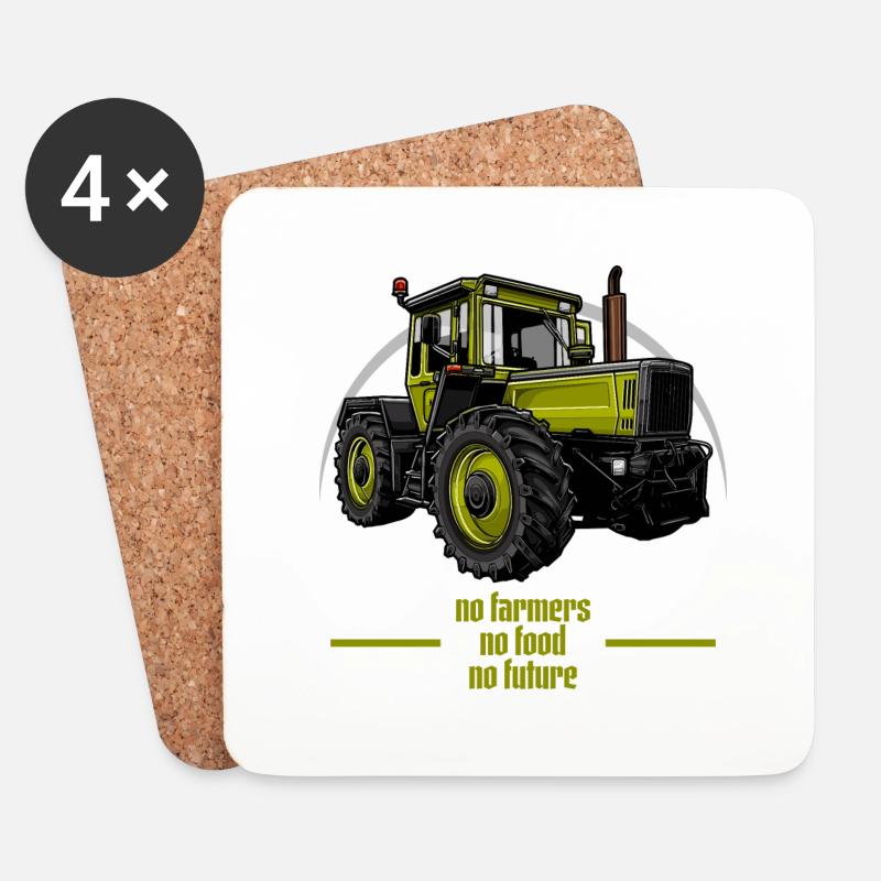 Traktor // Illustration - Untersetzer (4er-Set) - Weiß