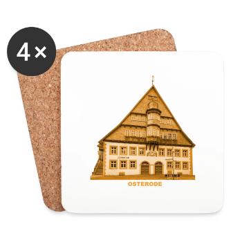 Hôtel de ville d’Osterode, Harz, Göttingen, Basse-Saxe - Dessous de verre (lot de 4) - blanc - Devant