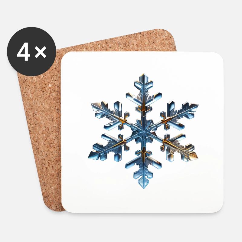 Schneeflocke - Untersetzer (4er-Set) - Weiß