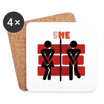 sHE on ona - Untersetzer (4er-Set) - Weiß - Vorne