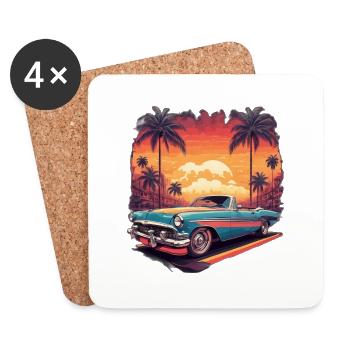 Oldtimer - Untersetzer (4er-Set) - Weiß - Vorne