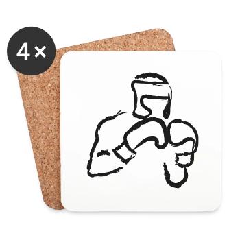 Boxeur - Dessous de verre (lot de 4) - blanc - Devant