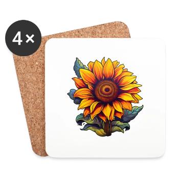 Tournesol simple - Dessous de verre (lot de 4) - blanc - Devant
