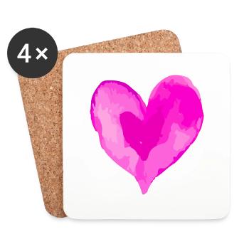 Herz Love Wasserfarben Valentinstag - Untersetzer (4er-Set) - Weiß - Vorne