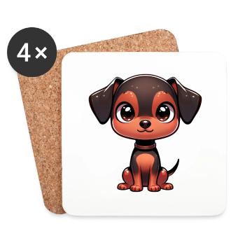 Digital illustration of cute Miniature Pinscher - Coasters (set of 4) - white - Front