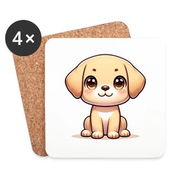 Digitale Illustration eines niedlichen Labrador-Hundes - Untersetzer (4er-Set) - Weiß - Vorne
