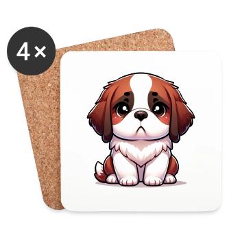 Digitale Illustration eines niedlichen Bernhardinerhundes - Untersetzer (4er-Set) - Weiß - Vorne