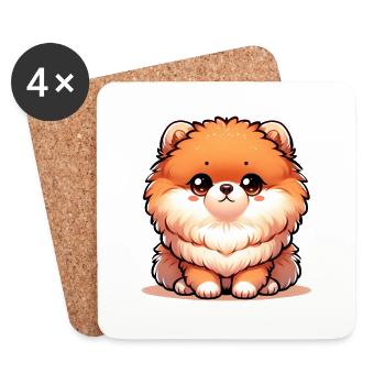Digital illustration of cute Pomeranian dog - Coasters (set of 4) - white - Front