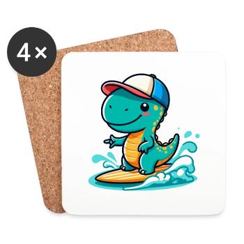 Designs For Kids – Lustige Dinosaurier - Untersetzer (4er-Set) - Weiß - Vorne