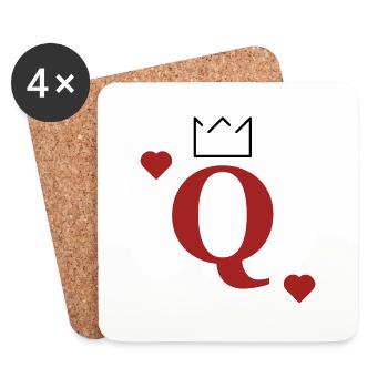 "Queen of Hearts" partner design - Coasters (set of 4) - white - Front