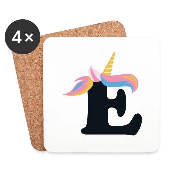 Unicorn Letter Rainbow Style "E" | be unique - Coasters (set of 4) - white - Front