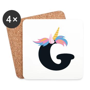 Unicorn Letter Rainbow Style "G" | be unique - Coasters (set of 4) - white - Front