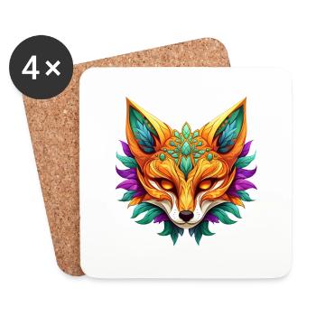 Mardi Gras Fox Portrait - Coasters (set of 4) - white - Front