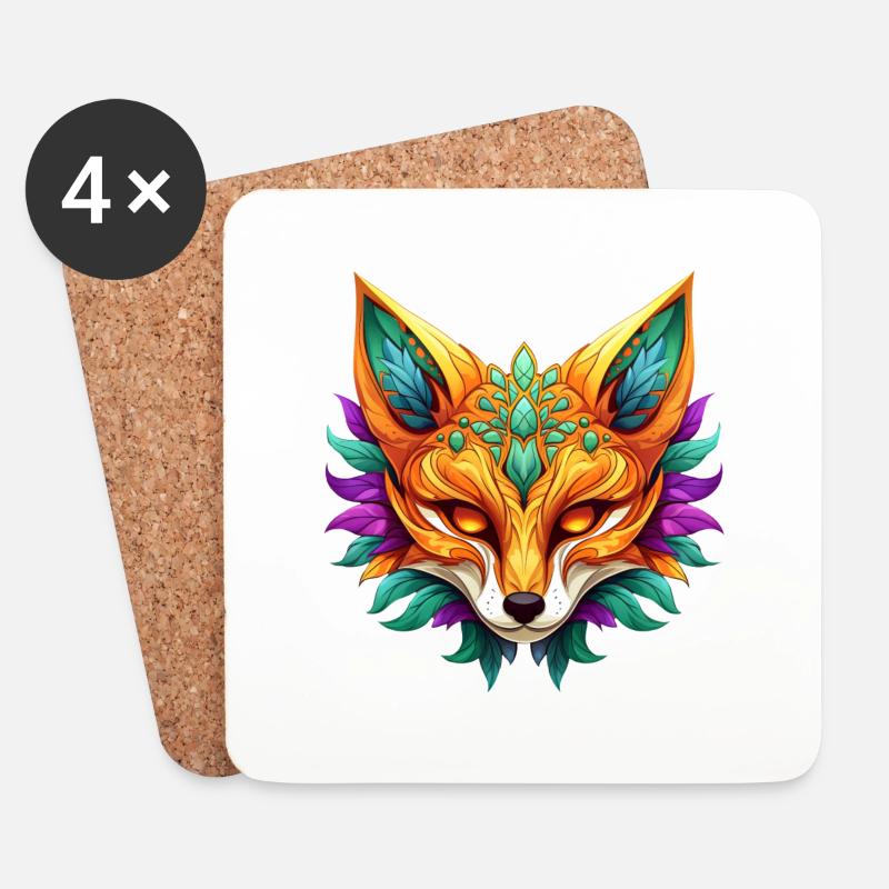 Mardi Gras Fuchs Portrait - Untersetzer (4er-Set) - Weiß
