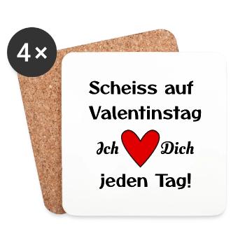 Ich Liebe Dich jeden Tag! (Valentinstag) - Untersetzer (4er-Set) - Weiß - Vorne