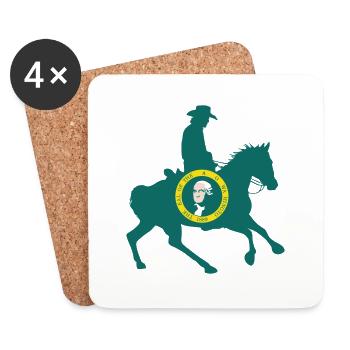 Drapeau de l’État de Washington Cowboy - Dessous de verre (lot de 4) - blanc - Devant