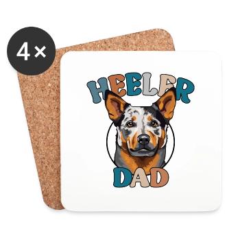 Heeler Dad Cattle Dog Hunde Vatertag Wilsigns - Untersetzer (4er-Set) - Weiß - Vorne