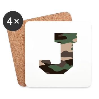 Letter J Military Camouflage - Gift Idea - Coasters (set of 4) - white - Front