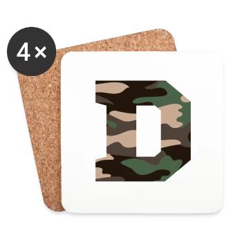 Buchstabe D Militärtarnung - Geschenkidee - Untersetzer (4er-Set) - Weiß - Vorne