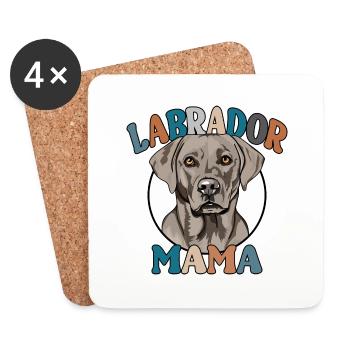 Labrador argent maman chiens chien Labbi Wilsigns - Dessous de verre (lot de 4) - blanc - Devant