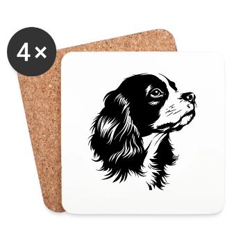 Épagneul Cavalier King Charles - Dessous de verre (lot de 4) - blanc - Devant