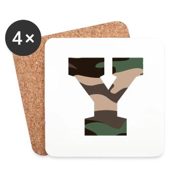 Buchstabe Y Militärtarnung - Geschenkidee - Untersetzer (4er-Set) - Weiß - Vorne