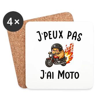 J'peux pas j'ai moto - Dessous de verre (lot de 4) - blanc - Devant